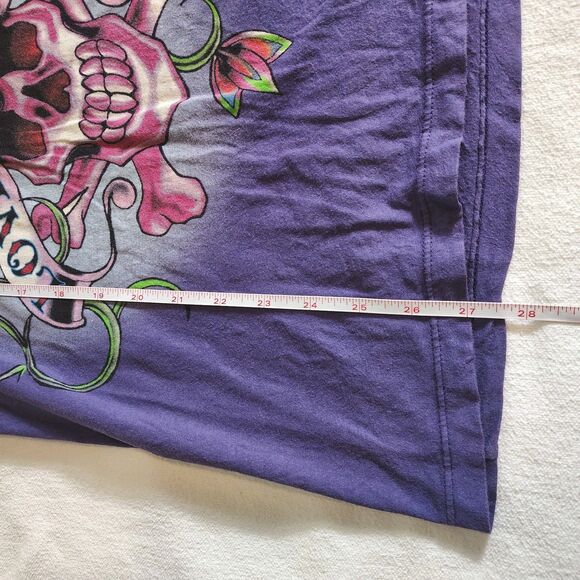 Ed Hardy Love Kills Slowly Men’s Small Purple Graphic Tee Y2K Tattoo Skull 2000s - Picture 5 of 8